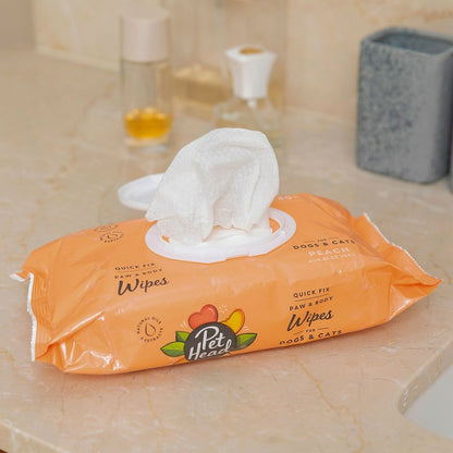 Toallitas Perros Pet Head Melocotón y Aloe Vera 80uds | Limpieza Rápida Sin Agua