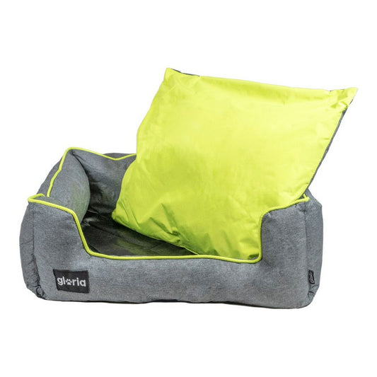 Cama para Perros Gloria Quartz Gris Verde Lima 60x52cm | Con Cojín Extra